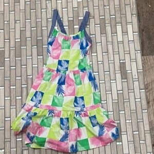 Nautica Yellow and Pink Sleeveless Spaghetti Strap Sundress